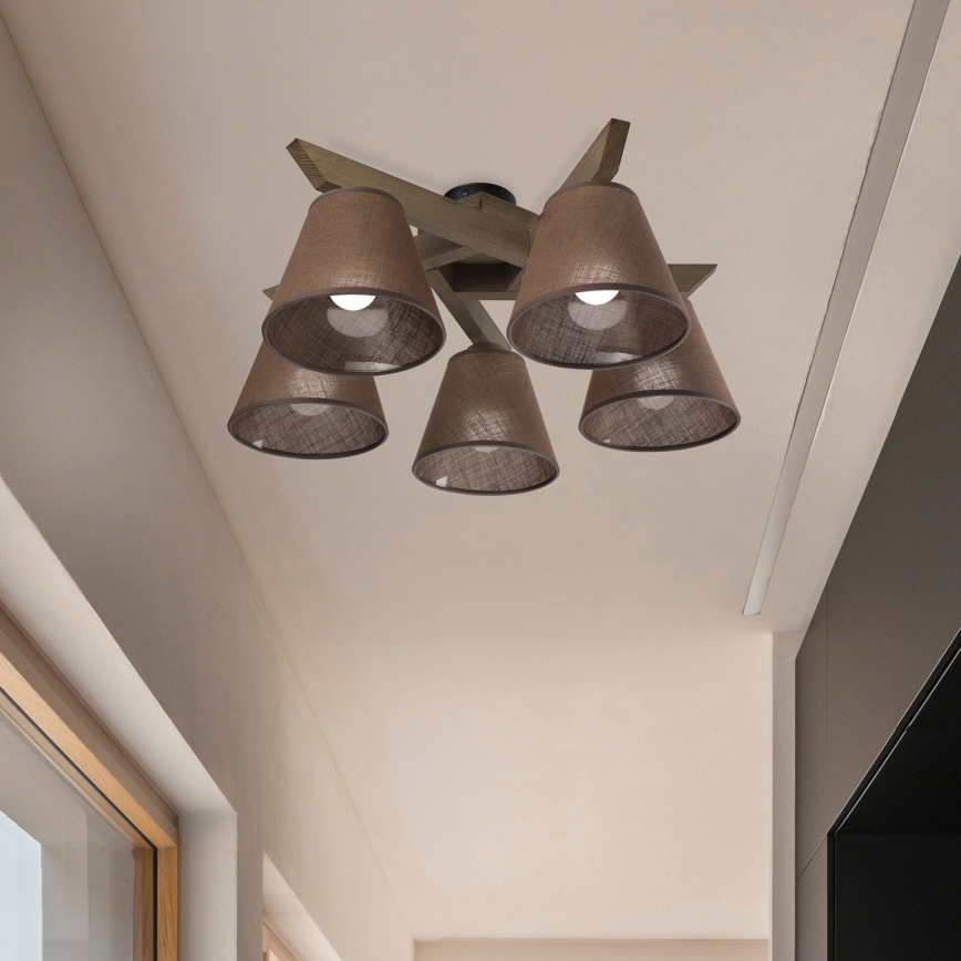 Brilagi - LED  Přisazený lustr ANTHONY 5xE14/40W/230V dub ořech/hnědá
