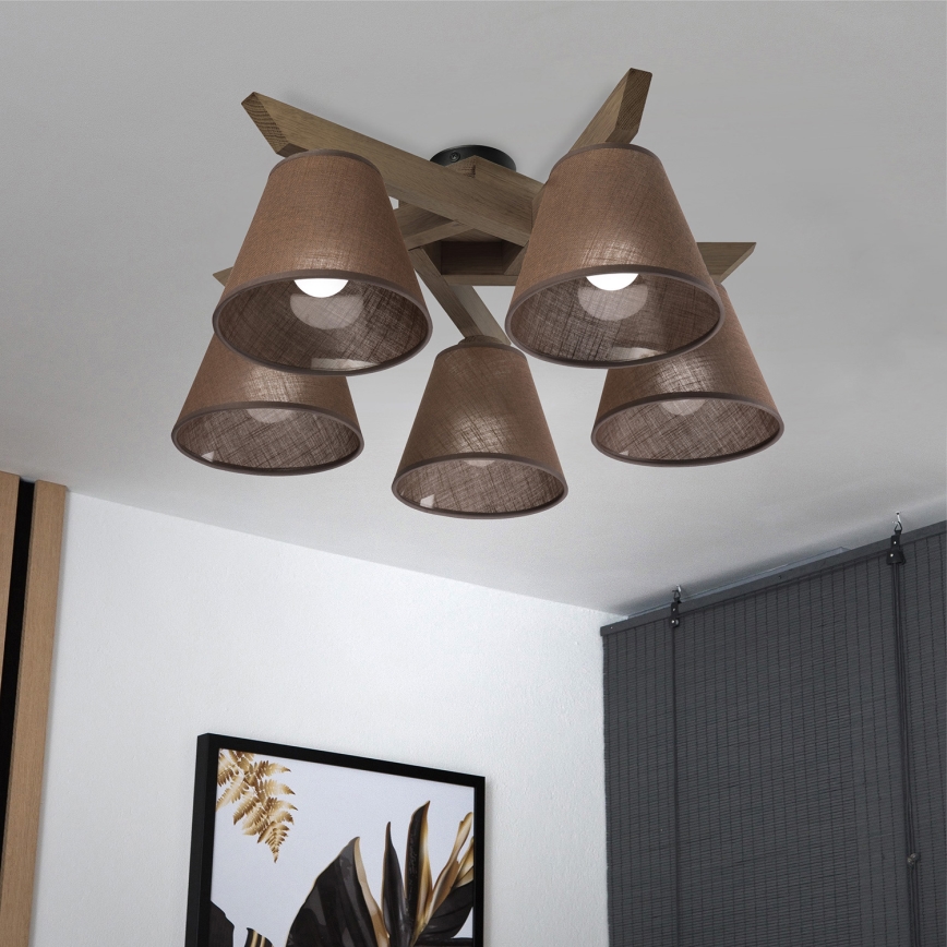 Brilagi - LED  Přisazený lustr ANTHONY 5xE14/40W/230V dub ořech/hnědá