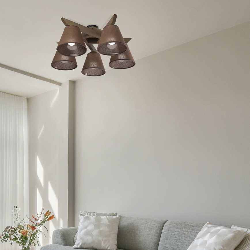 Brilagi - LED  Přisazený lustr ANTHONY 5xE14/40W/230V dub ořech/hnědá