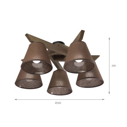 Brilagi - LED  Přisazený lustr ANTHONY 5xE14/40W/230V dub ořech/hnědá