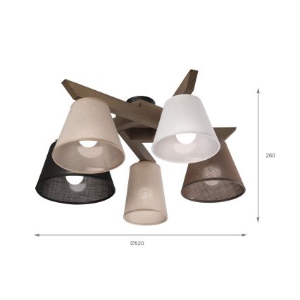 Brilagi - LED  Přisazený lustr ANTHONY 5xE14/40W/230V dub ořech