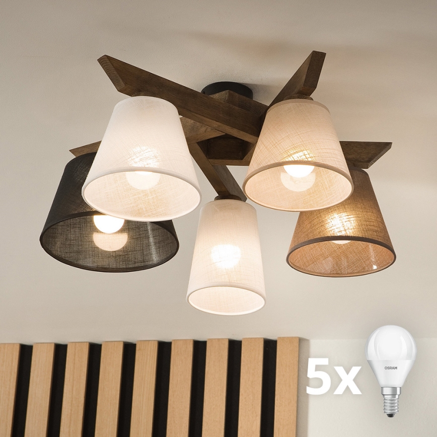 Brilagi - LED  Přisazený lustr ANTHONY 5xE14/40W/230V dub ořech