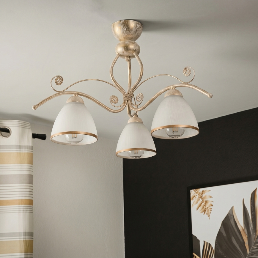 Brilagi - LED Přisazený lustr ANTICO 3xE27/60W/230V 3000K bílá patina