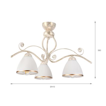 Brilagi - LED Přisazený lustr ANTICO 3xE27/60W/230V 3000K bílá patina