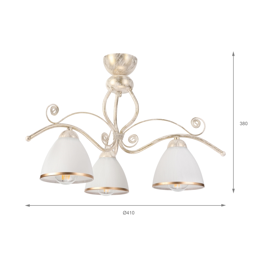 Brilagi - LED Přisazený lustr ANTICO 3xE27/60W/230V bílá patina
