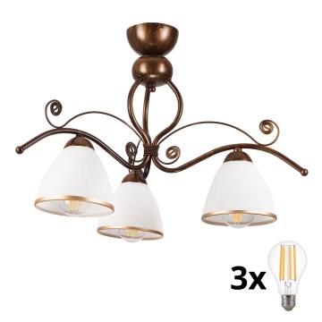 Brilagi - LED Přisazený lustr ANTICO 3xE27/60W/230V bronz patina