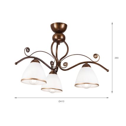 Brilagi - LED Přisazený lustr ANTICO 3xE27/60W/230V bronz patina