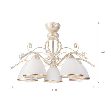 Brilagi - LED Přisazený lustr ANTICO 5xE27/60W/230V 3000K bílá patina