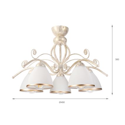 Brilagi - LED Přisazený lustr ANTICO 5xE27/60W/230V 3000K bílá patina