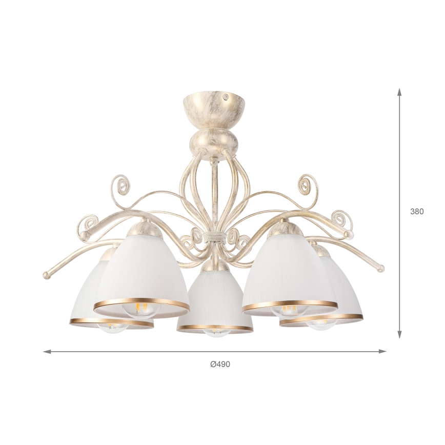 Brilagi - LED Přisazený lustr ANTICO 5xE27/60W/230V 3000K bílá patina