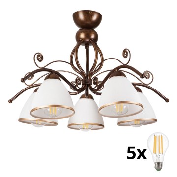 Brilagi - LED Přisazený lustr ANTICO 5xE27/60W/230V bronz patina