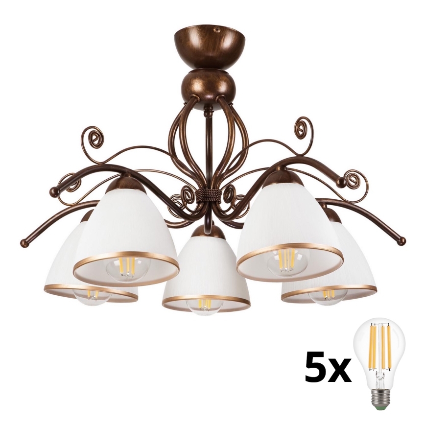 Brilagi - LED Přisazený lustr ANTICO 5xE27/60W/230V bronz patina