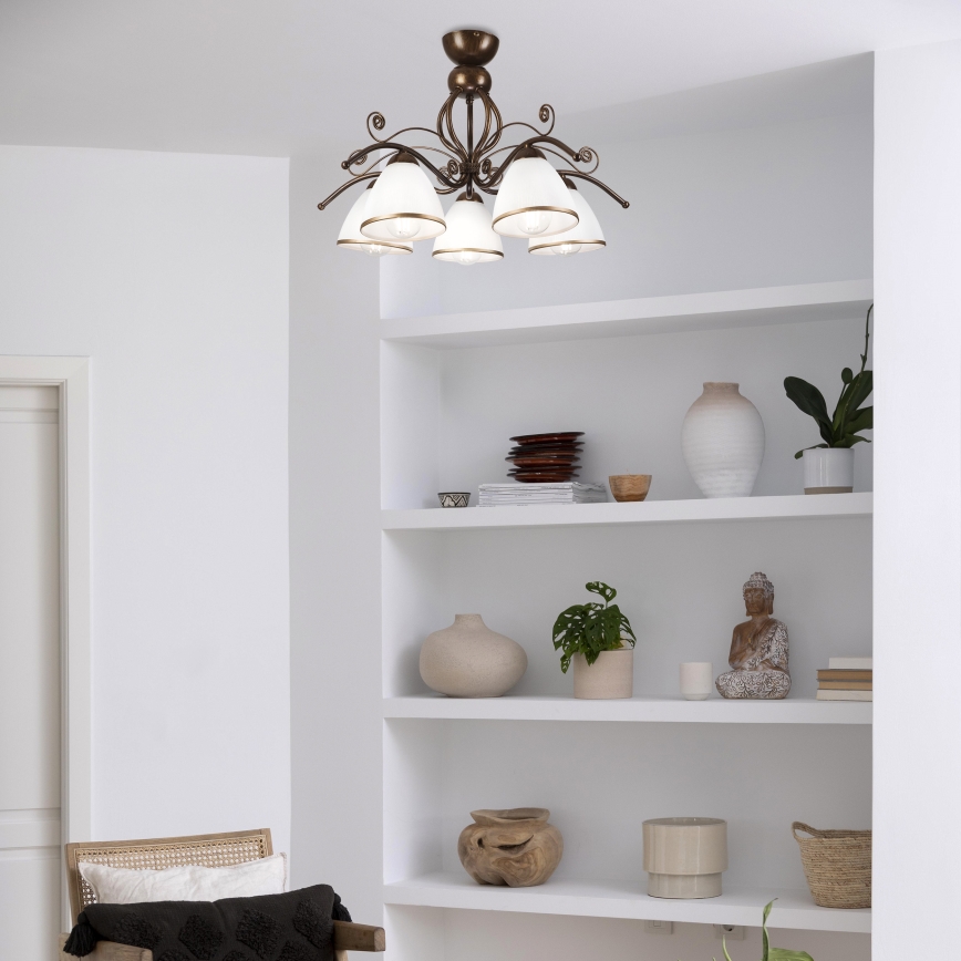 Brilagi - LED Přisazený lustr ANTICO 5xE27/60W/230V bronz patina