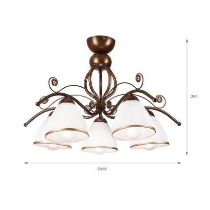 Brilagi - LED Přisazený lustr ANTICO 5xE27/60W/230V bronz patina
