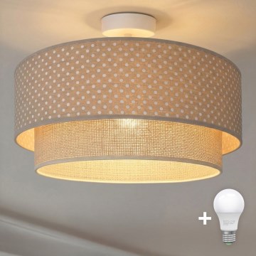Brilagi-LED Přisazený lustr BOHO BOBO 1xE27/60W/230V pr.40 cm puntíky béž./krém.