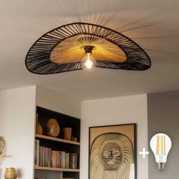 Brilagi - LED Přisazený lustr CERIA BOHO 1xE27/40W/230V pr. 50 cm černá/hnědá/dub