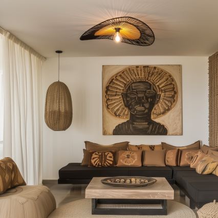 Brilagi - LED Přisazený lustr CERIA BOHO 1xE27/40W/230V pr. 50 cm černá/hnědá