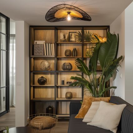 Brilagi - LED Přisazený lustr CERIA BOHO 1xE27/40W/230V pr. 50 cm černá/hnědá