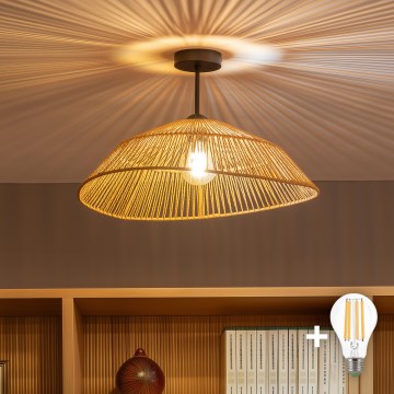 Brilagi - LED Přisazený lustr CERIA BOHO 1xE27/60W/230V pr. 50 cm černá/hnědá