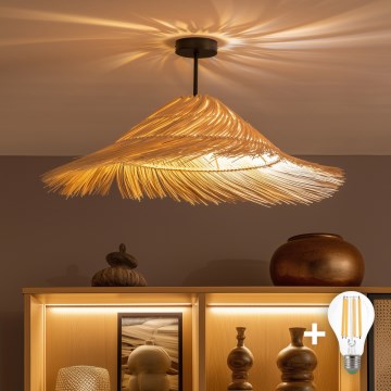 Brilagi - LED Přisazený lustr CERIA BOHO 1xE27/60W/230V pr. 70 cm černá/béžová