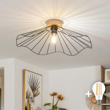 Brilagi - LED Přisazený lustr CERIA WIRE 1xE27/40W/230V pr. 60 cm černá/dub