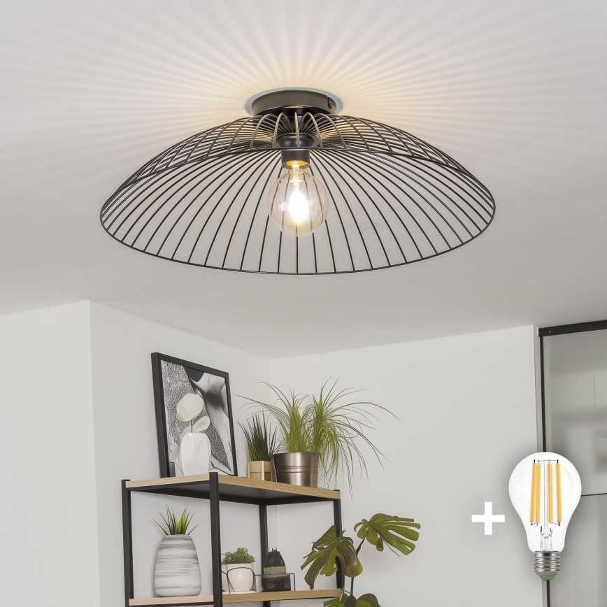 Brilagi - LED Přisazený lustr CERIA WIRE 1xE27/40W/230V pr. 60 cm černá
