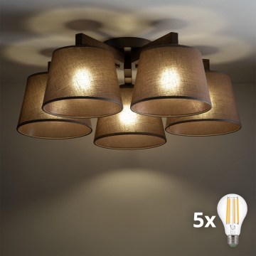 BRILAGI - LED Přisazený lustr LATTE 5xE27/15W/230V borovice/hnědá
