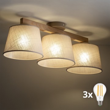 BRILAGI - LED Přisazený lustr LATTE SABIA 3xE27/15W/230V borovice/béžová