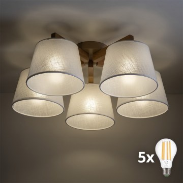 BRILAGI - LED Přisazený lustr LATTE SABIA 5xE27/15W/230V borovice/bílá
