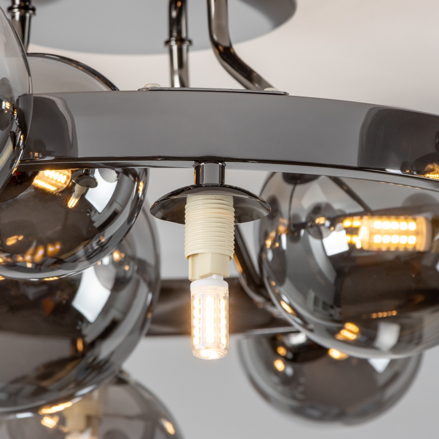 Brilagi - LED Přisazený lustr MILLA 10xG9/3W/230V černý chrom/kouřová