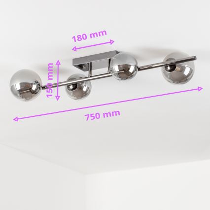 Brilagi - LED Přisazený lustr MILLA 4xG9/3W/230V černý chrom/kouřová