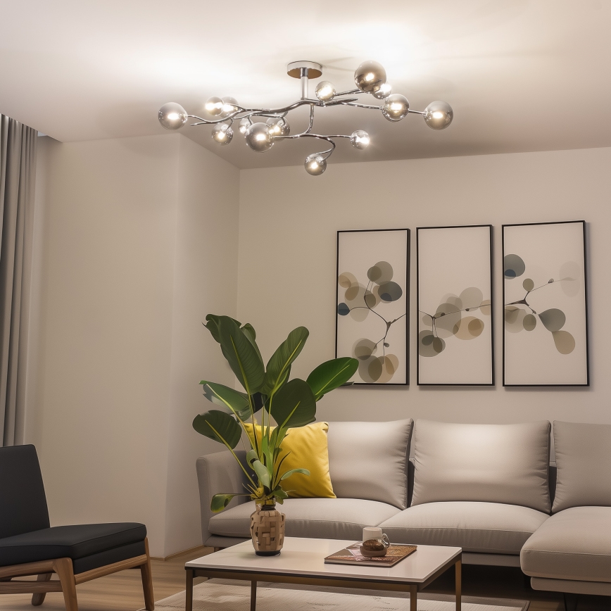 Brilagi - LED Přisazený lustr MISTEL 15xG9/3W/230V černý chrom/kouřová