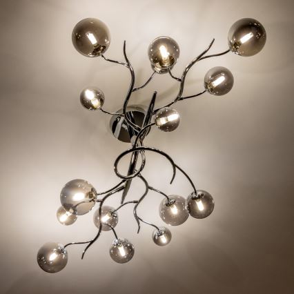 Brilagi - LED Přisazený lustr MISTEL 15xG9/3W/230V černý chrom/kouřová