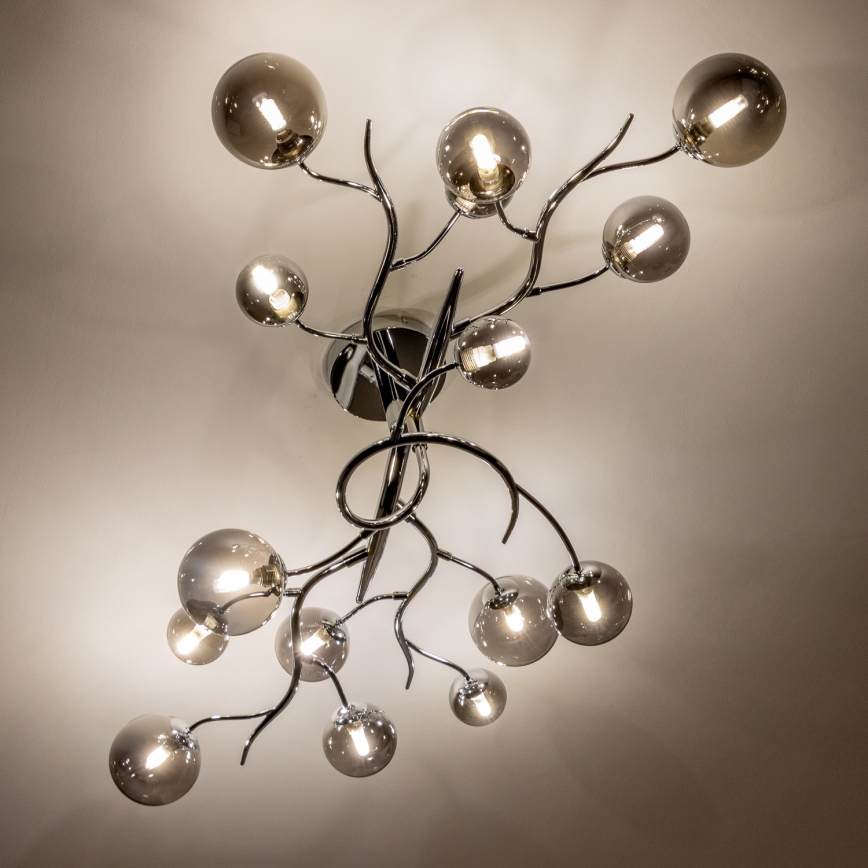 Brilagi - LED Přisazený lustr MISTEL 15xG9/3W/230V černý chrom/kouřová