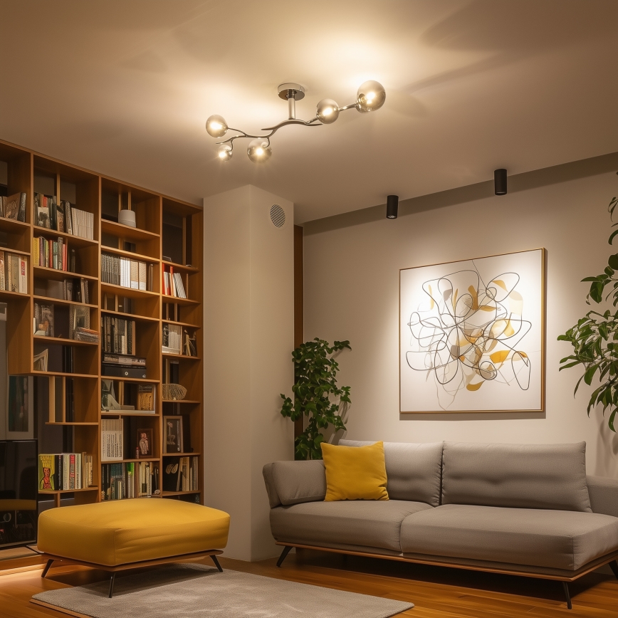 Brilagi - LED Přisazený lustr MISTEL 6xG9/3W/230V černý chrom/kouřová