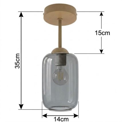 BRILAGI - LED Přisazený lustr RETRO GLASS 1xE27/60W/230V pr. 14 cm béžová/kouřová šedá