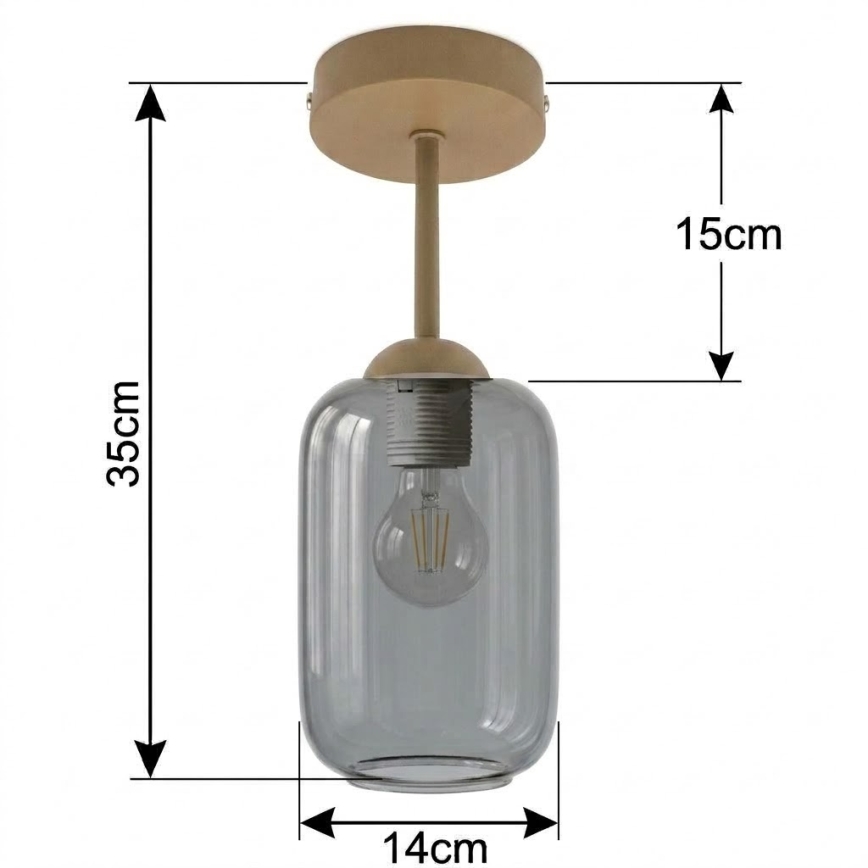 BRILAGI - LED Přisazený lustr RETRO GLASS 1xE27/60W/230V pr. 14 cm béžová/kouřová šedá
