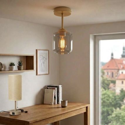 BRILAGI - LED Přisazený lustr RETRO GLASS 1xE27/60W/230V pr. 14 cm béžová/kouřová šedá