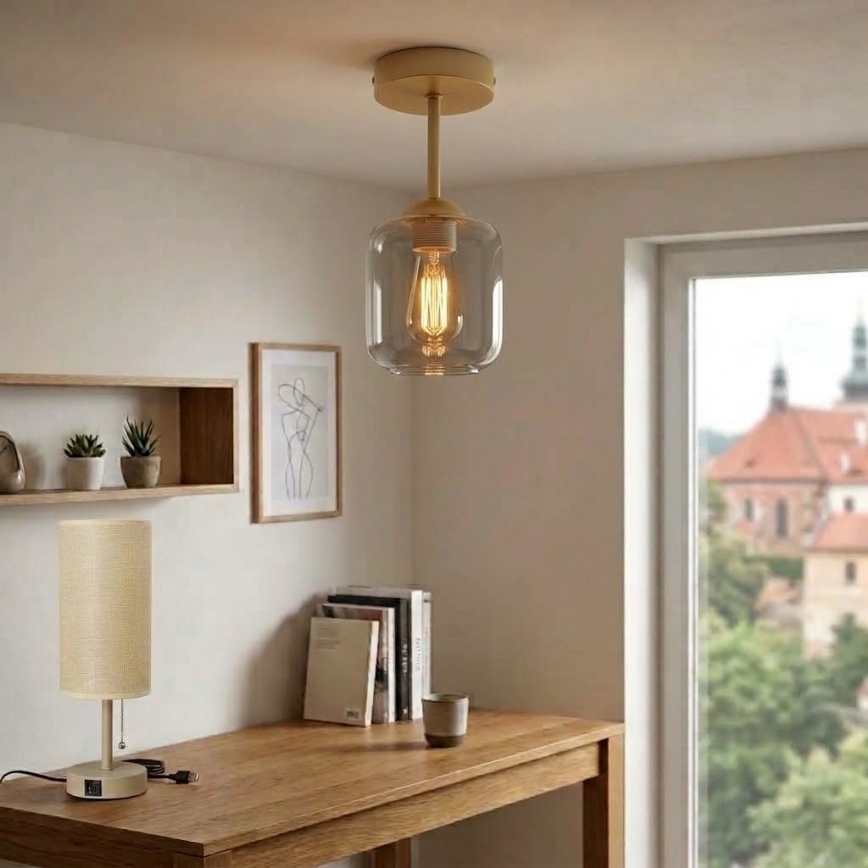 BRILAGI - LED Přisazený lustr RETRO GLASS 1xE27/60W/230V pr. 14 cm béžová/kouřová šedá