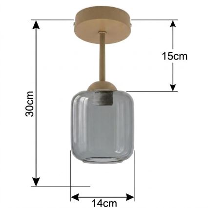 BRILAGI - LED Přisazený lustr RETRO GLASS 1xE27/60W/230V pr. 14 cm béžová/kouřová šedá