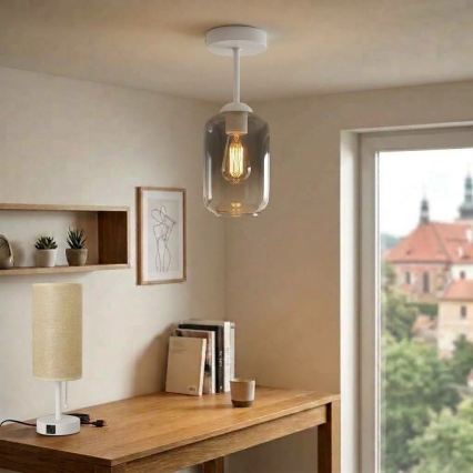BRILAGI - LED Přisazený lustr RETRO GLASS 1xE27/60W/230V pr. 14 cm bílá/kouřová šedá