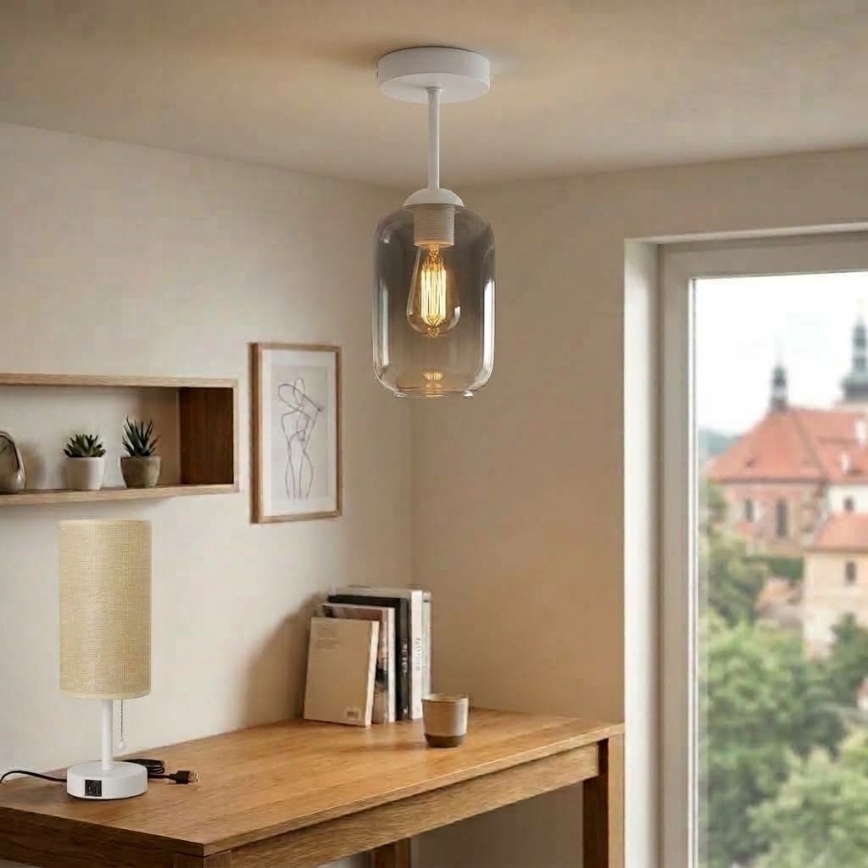 BRILAGI - LED Přisazený lustr RETRO GLASS 1xE27/60W/230V pr. 14 cm bílá/kouřová šedá