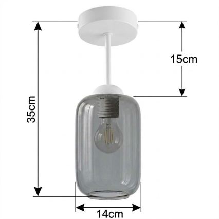 BRILAGI - LED Přisazený lustr RETRO GLASS 1xE27/60W/230V pr. 14 cm bílá/kouřová šedá