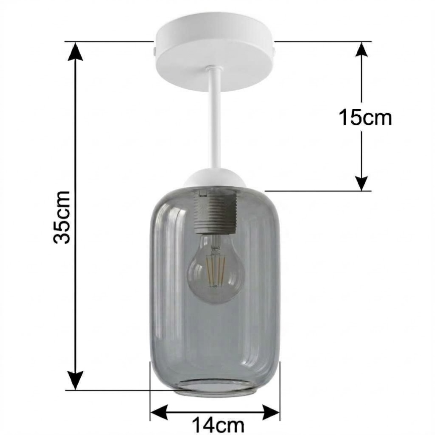 BRILAGI - LED Přisazený lustr RETRO GLASS 1xE27/60W/230V pr. 14 cm bílá/kouřová šedá