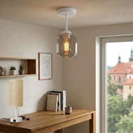 BRILAGI - LED Přisazený lustr RETRO GLASS 1xE27/60W/230V pr. 14 cm bílá/kouřová šedá