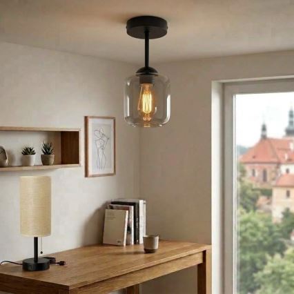 BRILAGI - LED Přisazený lustr RETRO GLASS 1xE27/60W/230V pr. 14 cm černá/kouřová šedá