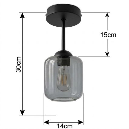 BRILAGI - LED Přisazený lustr RETRO GLASS 1xE27/60W/230V pr. 14 cm černá/kouřová šedá