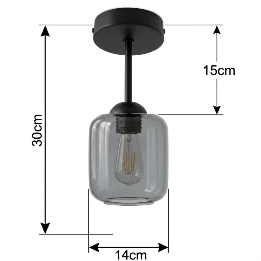 BRILAGI - LED Přisazený lustr RETRO GLASS 1xE27/60W/230V pr. 14 cm černá/kouřová šedá