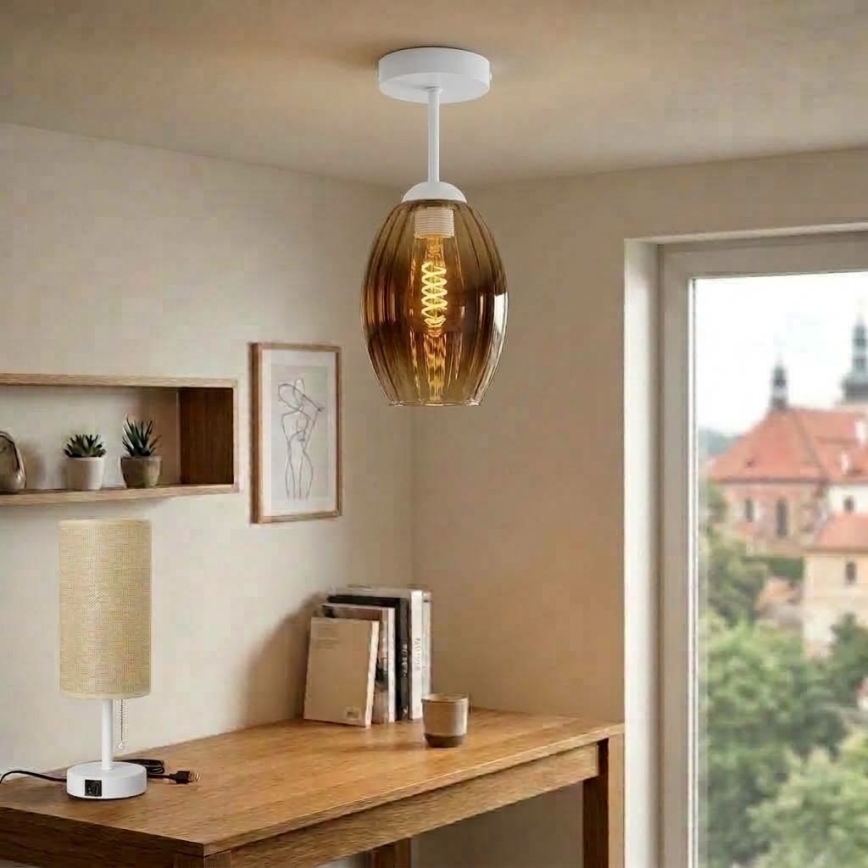 BRILAGI - LED Přisazený lustr RETRO GLASS 1xE27/60W/230V pr. 17 cm bílá/kouřová béžová