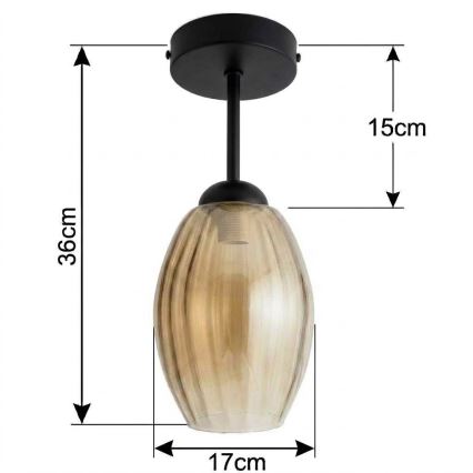 BRILAGI - LED Přisazený lustr RETRO GLASS 1xE27/60W/230V pr. 17 cm černá/kouřová béžová